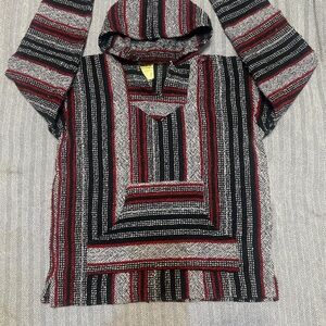Classic Striped V-Neck Sweater - Black, Red, Gray rug hoodie